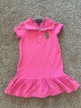 Polo by Ralph Lauren Hot Pink Polo Dress with Green Pony